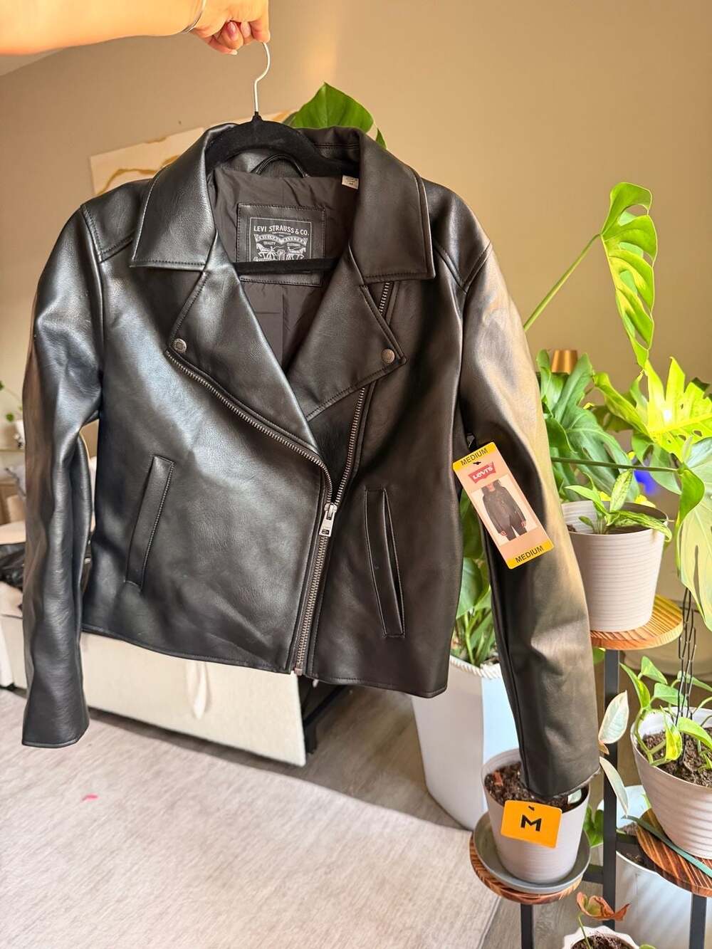 Levi's Faux Leather Motorcycle Moto Jacket Size Medium Black